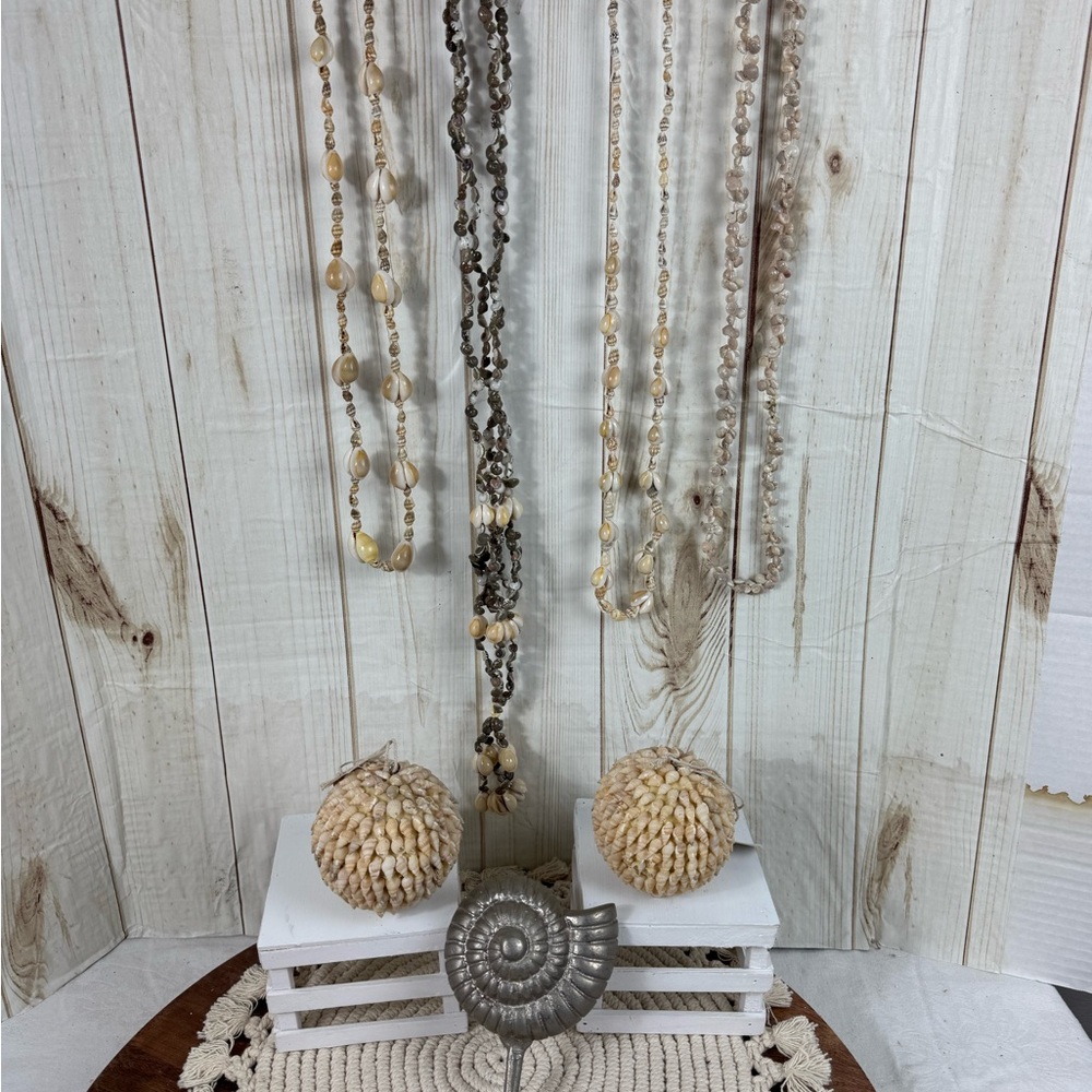 Coastal Shell Bead Garland in Cream and Tan